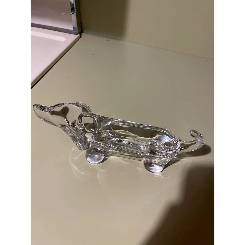 Vintage Art Lead‎ Crystal Dachshund Dog Candy Dish